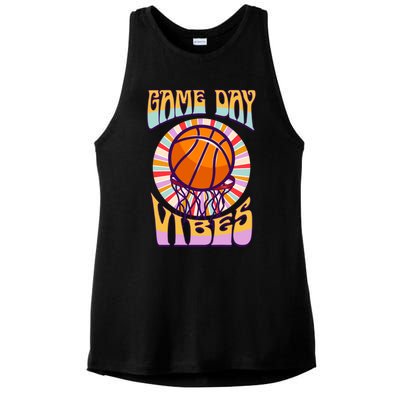 Basketball Lover Baseball Player Game Day Vibes Basketball Great Gift Ladies PosiCharge Tri-Blend Wicking Tank