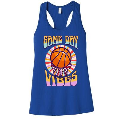 Basketball Lover Baseball Player Game Day Vibes Basketball Great Gift Women's Racerback Tank