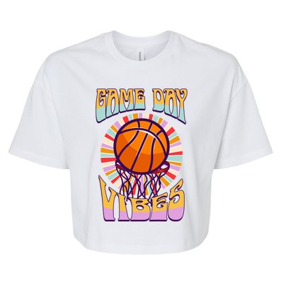 Basketball Lover Baseball Player Game Day Vibes Basketball Great Gift Bella+Canvas Jersey Crop Tee