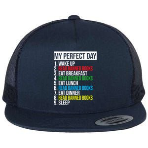 Book Lover Bookworm Quote Perfect Day Read Banned Books Great Gift Flat Bill Trucker Hat