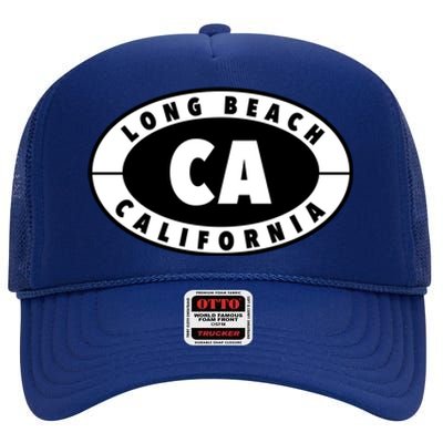 Badge Long Beach California High Crown Mesh Back Trucker Hat