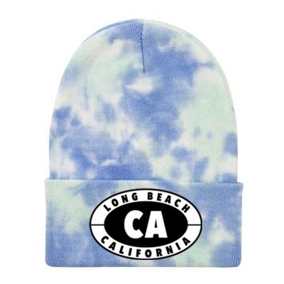 Badge Long Beach California Tie Dye 12in Knit Beanie