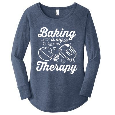 Baking Lover Baking Is My Therapy Bakers Funny Gift Women's Perfect Tri Tunic Long Sleeve Shirt