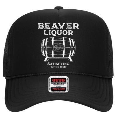 Beaver Liquor Beaver Liqueur Adult Humor Drinking Humor High Crown Mesh Back Trucker Hat