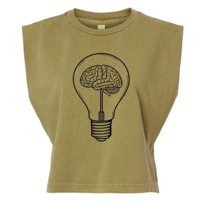 Brain Lightbulb: Bright Ideas And Creativity Garment-Dyed Women's Muscle Tee