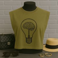 Brain Lightbulb: Bright Ideas And Creativity Garment-Dyed Women's Muscle Tee