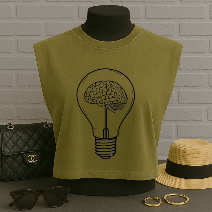 Brain Lightbulb: Bright Ideas And Creativity Garment-Dyed Women's Muscle Tee