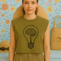 Brain Lightbulb: Bright Ideas And Creativity Garment-Dyed Women's Muscle Tee