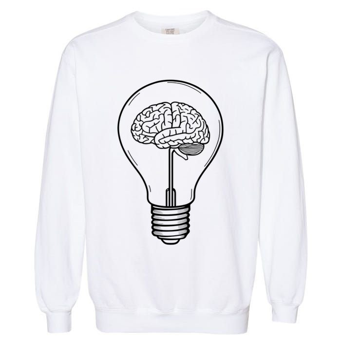 Brain Lightbulb: Bright Ideas And Creativity Garment-Dyed Sweatshirt