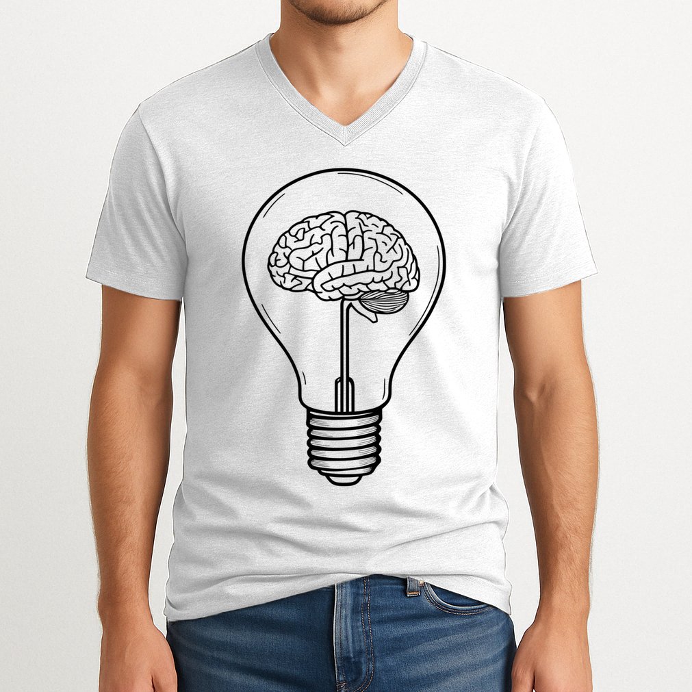 Brain Lightbulb: Bright Ideas And Creativity V-Neck T-Shirt