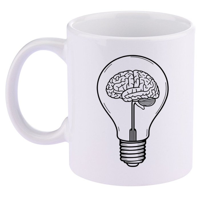 Brain Lightbulb: Bright Ideas And Creativity 11oz C Handle Ceramic Mug