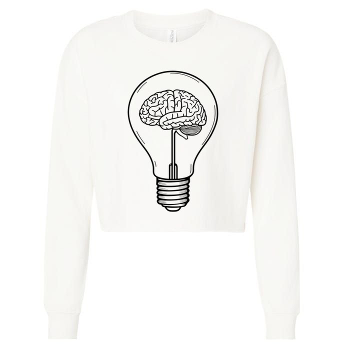 Brain Lightbulb: Bright Ideas And Creativity Cropped Pullover Crew