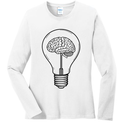 Brain Lightbulb: Bright Ideas And Creativity Ladies Long Sleeve Shirt