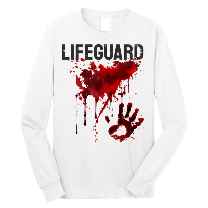 Bloody Lifeguard Blood Splatter Blood Stained Fun Long Sleeve Shirt