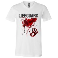 Bloody Lifeguard Blood Splatter Blood Stained Fun V-Neck T-Shirt