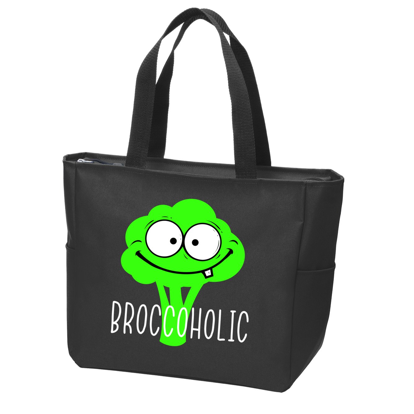 Broccoli Lovers Broccoholic Zip Tote Bag