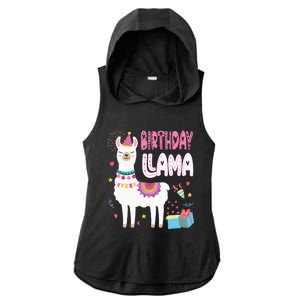 Birthday Llama Birthday Party Llama Birthday Theme Ladies PosiCharge Tri-Blend Wicking Draft Hoodie Tank