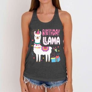 Birthday Llama Birthday Party Llama Birthday Theme Women's Knotted Racerback Tank