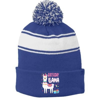 Birthday Llama Birthday Party Llama Birthday Theme Stripe Pom Pom Beanie