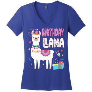 Birthday Llama Birthday Party Llama Birthday Theme Women's V-Neck T-Shirt