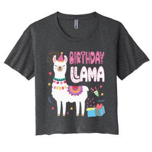 Birthday Llama Birthday Party Llama Birthday Theme Women's Crop Top Tee