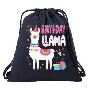 Birthday Llama Birthday Party Llama Birthday Theme Drawstring Bag