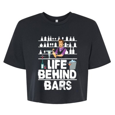 Bartender Life Behind Bars Meaningful Gift Bella+Canvas Jersey Crop Tee