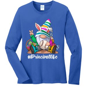 Baseball Life Bunny Easter Gnome Egg Hunting Gift Ladies Long Sleeve Shirt