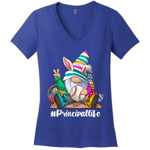 Baseball Life Bunny Easter Gnome Egg Hunting Gift Women's V-Neck T-Shirt