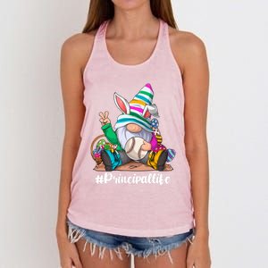 Baseball Life Bunny Easter Gnome Egg Hunting Gift Women's Knotted Racerback Tank