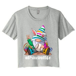 Baseball Life Bunny Easter Gnome Egg Hunting Gift Women's Crop Top Tee