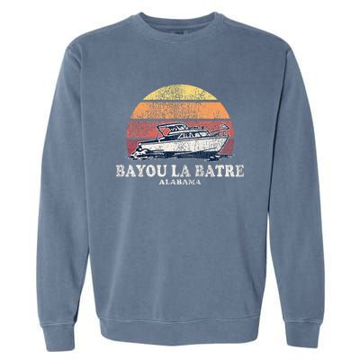 Bayou La Batre Al Vintage Boating 70s Retro Boat Garment-Dyed Sweatshirt