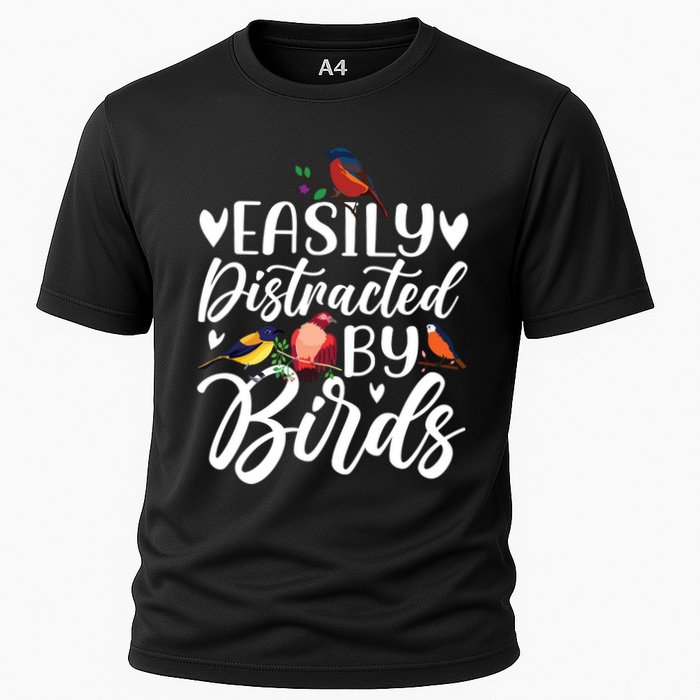 Bird Lovers Birdwatching Easy Distracted By Birds Birder Cooling Performance Crew T-Shirt