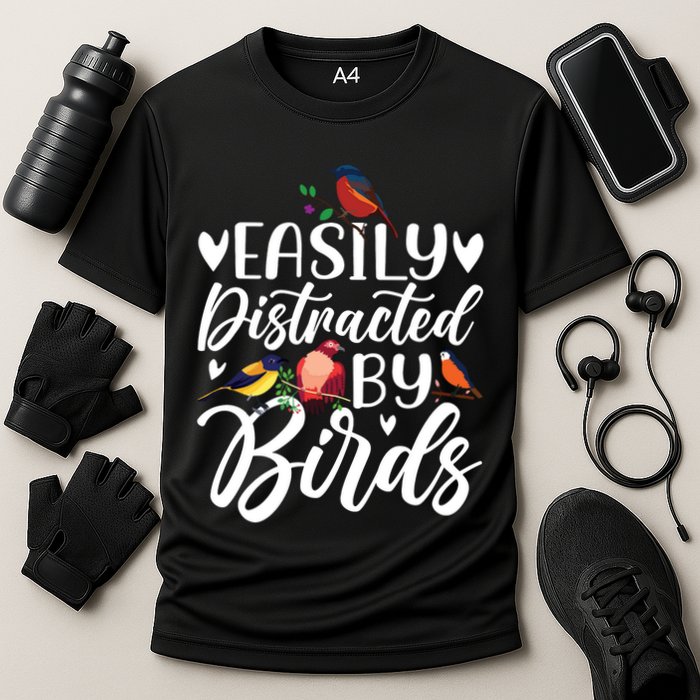 Bird Lovers Birdwatching Easy Distracted By Birds Birder Cooling Performance Crew T-Shirt