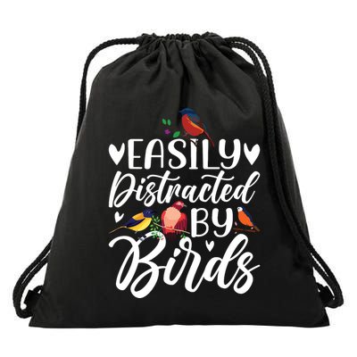 Bird Lovers Birdwatching Easy Distracted By Birds Birder Drawstring Bag