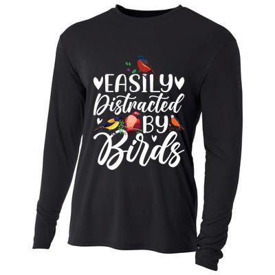 Bird Lovers Birdwatching Easy Distracted By Birds Birder Cooling Performance Long Sleeve Crew