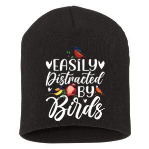 Bird Lovers Birdwatching Easy Distracted By Birds Birder Short Acrylic Beanie