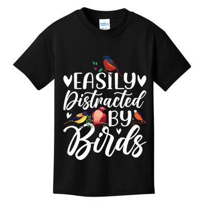 Bird Lovers Birdwatching Easy Distracted By Birds Birder Kids T-Shirt