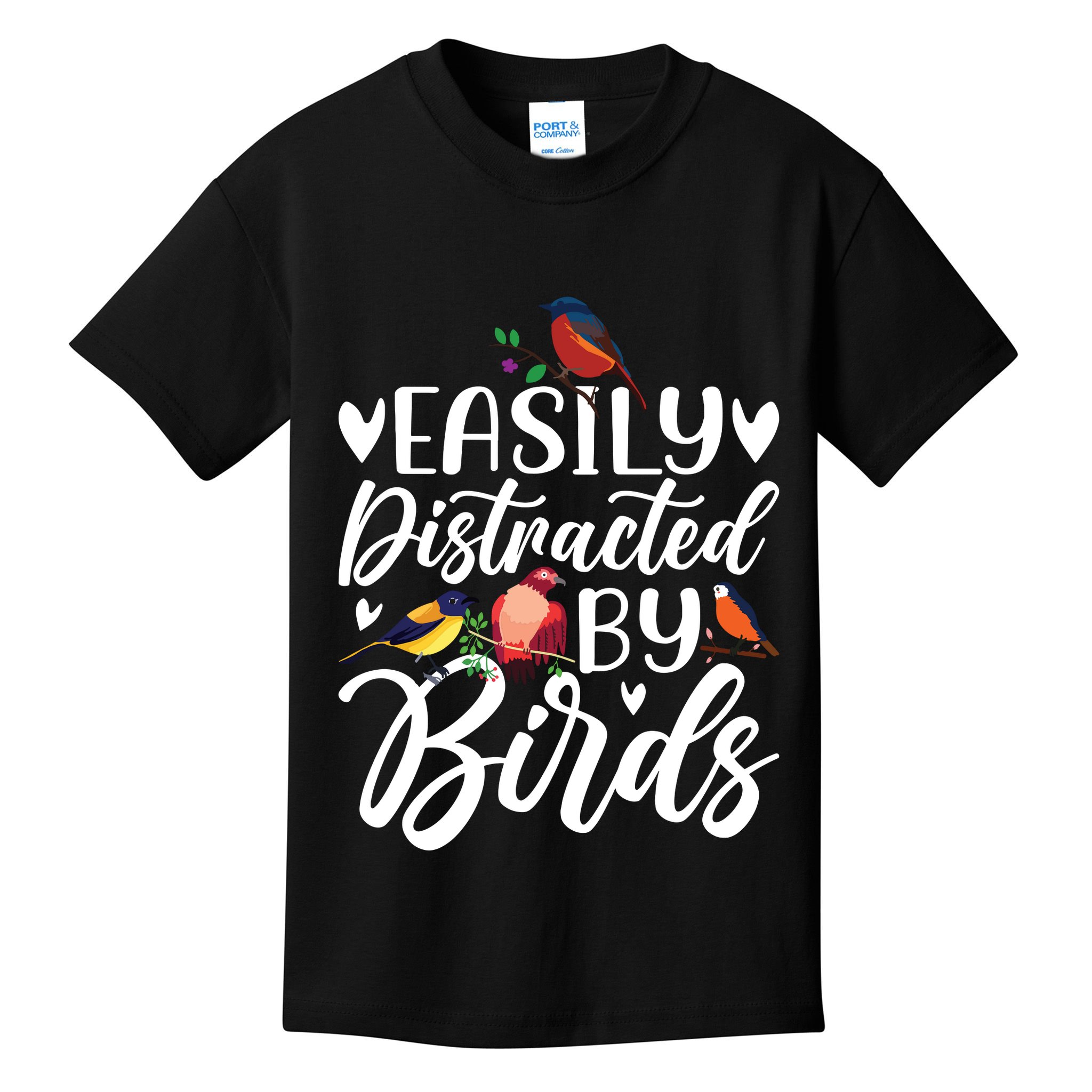 Bird Lovers Birdwatching Easy Distracted By Birds Birder Kids T-Shirt