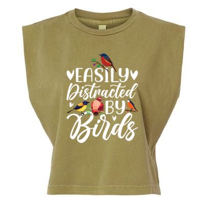 Bird Lovers Birdwatching Easy Distracted By Birds Birder Garment-Dyed Women's Muscle Tee