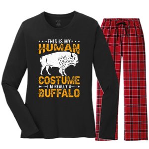 Buffalo Lover Bison Women's Long Sleeve Flannel Pajama Set 