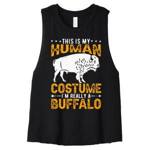 Buffalo Lover Bison Women's Racerback Cropped Tank