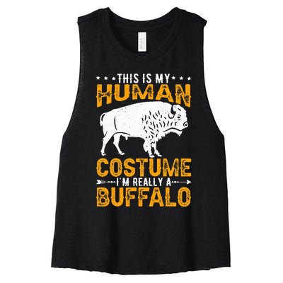 Buffalo Lover Bison Women's Racerback Cropped Tank