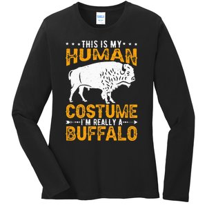 Buffalo Lover Bison Ladies Long Sleeve Shirt