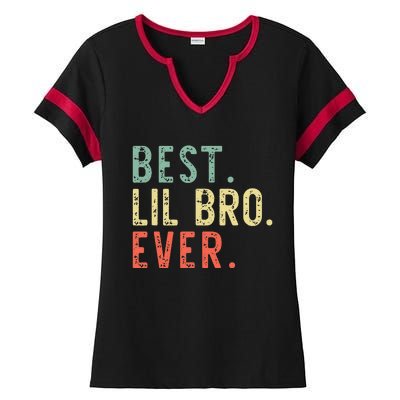 Best Lil Bro Ever Family Retro Vintage Little Brother Ladies Halftime Notch Neck Tee