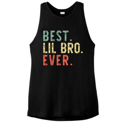 Best Lil Bro Ever Family Retro Vintage Little Brother Ladies PosiCharge Tri-Blend Wicking Tank