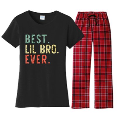 Best Lil Bro Ever Family Retro Vintage Little Brother Women's Flannel Pajama Set