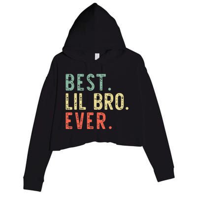 Best Lil Bro Ever Family Retro Vintage Little Brother Crop Fleece Hoodie