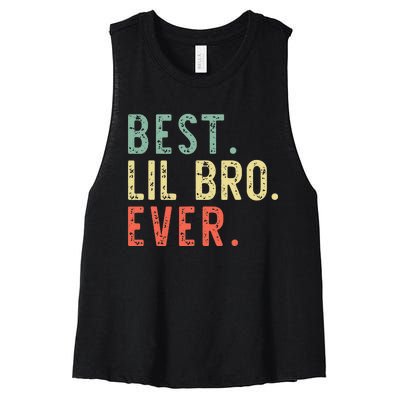 Best Lil Bro Ever Family Retro Vintage Little Brother Women's Racerback Cropped Tank