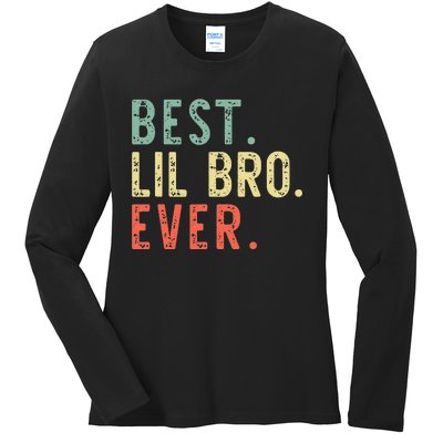 Best Lil Bro Ever Family Retro Vintage Little Brother Ladies Long Sleeve Shirt